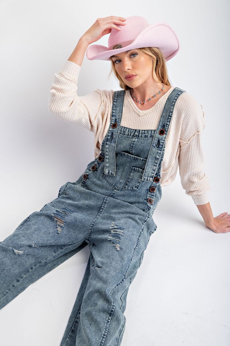 Washed Denim Overall Loose Fit