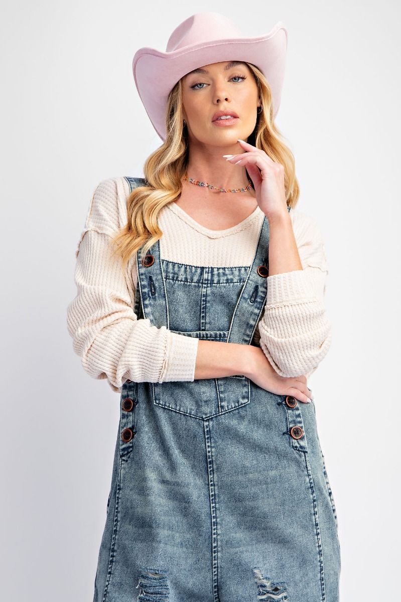 Washed Denim Overall Loose Fit