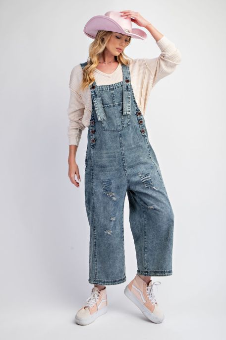 Washed Denim Overall Loose Fit