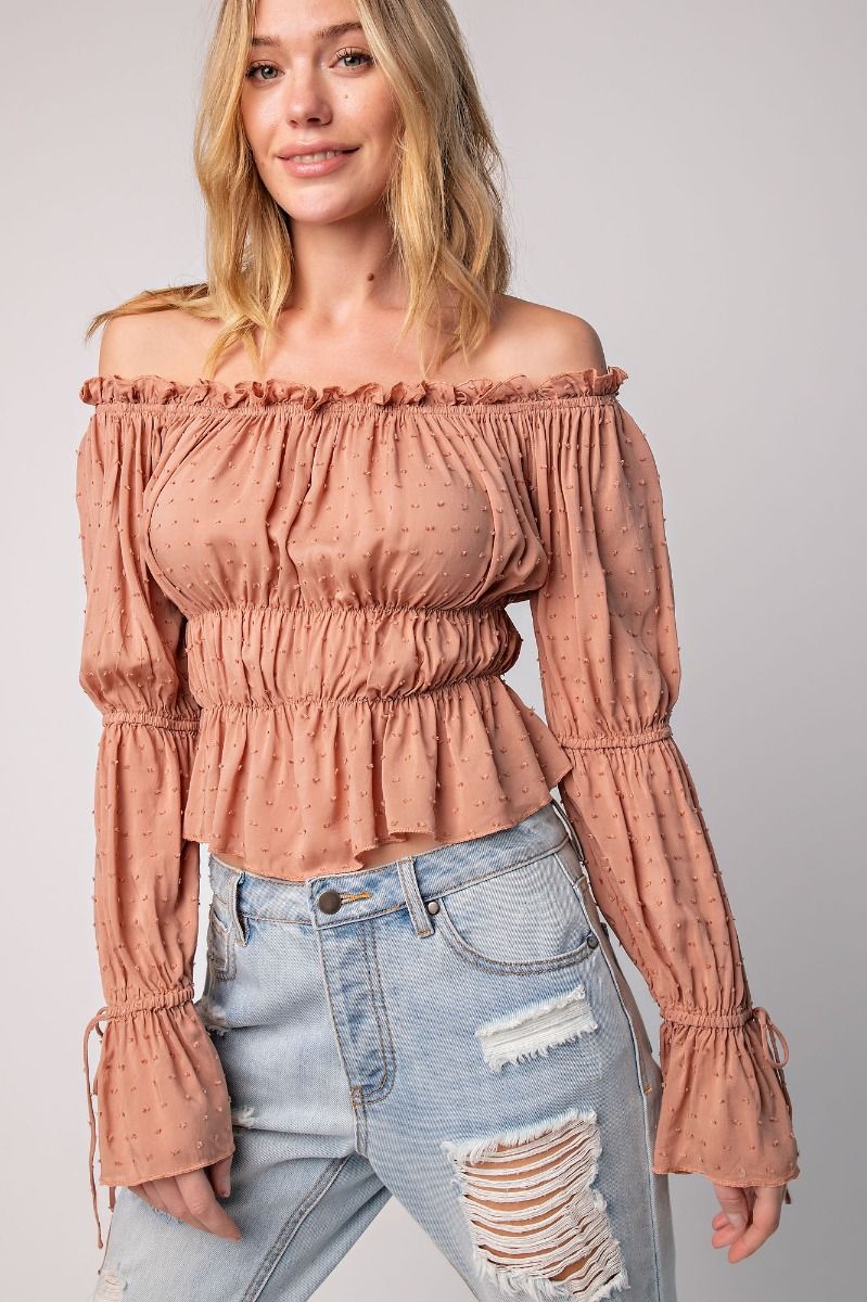 Off Shoulder Rouch Women Top