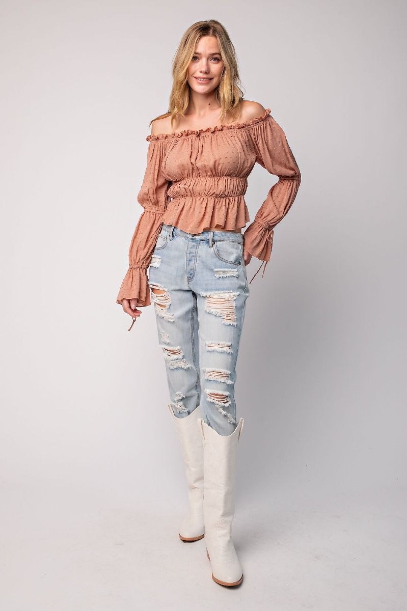 Off Shoulder Rouch Women Top