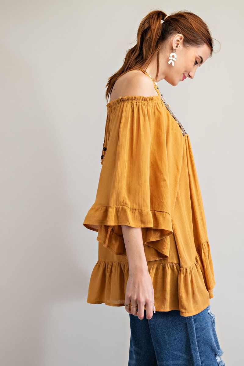 Boho Chic Top with Bell Shape Sleeves