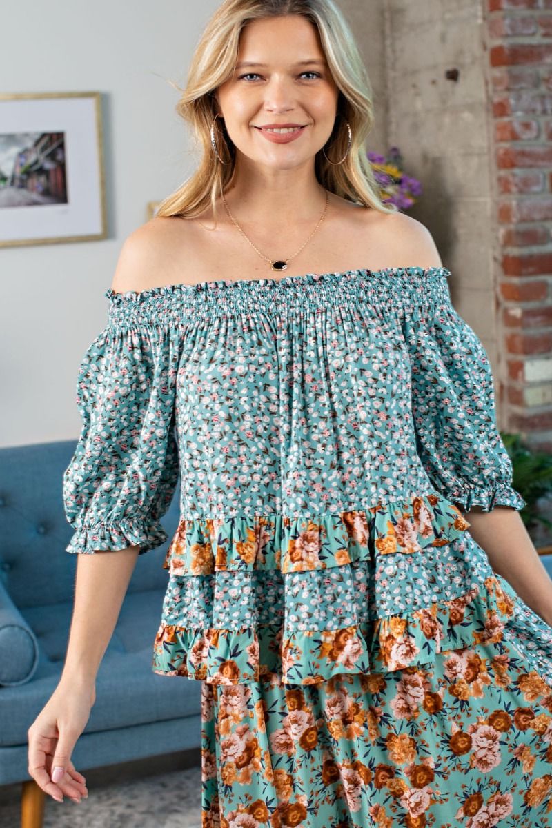 Off Shoulder Flowery Top