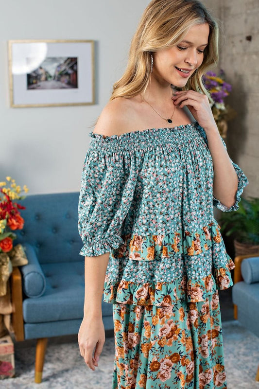 Off Shoulder Flowery Top